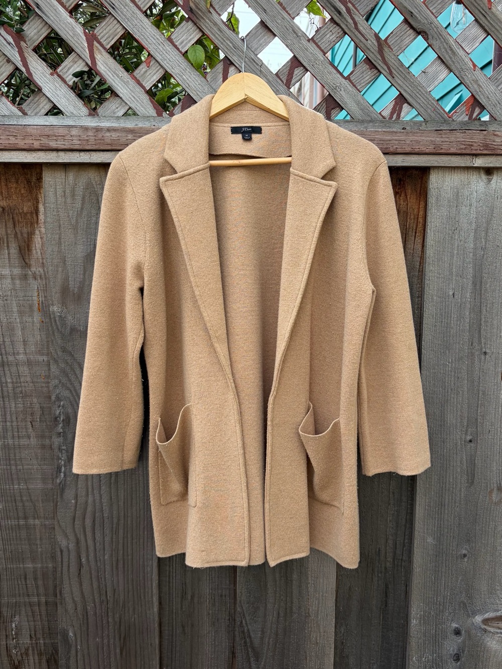 J. Crew Open-Front Camel Knit Cardigan